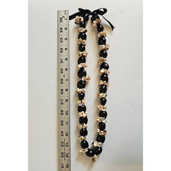 Hawaiian Polynesian Kukui Nut Lei Necklace Brown Shell Aloha Luau Vintage Gift - Picture 4 of 6